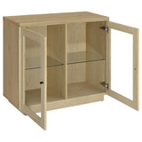 Tilbury Light Oak 2-Door Glass Front Accent Display Cabinet from Coaster - Luna Furniture