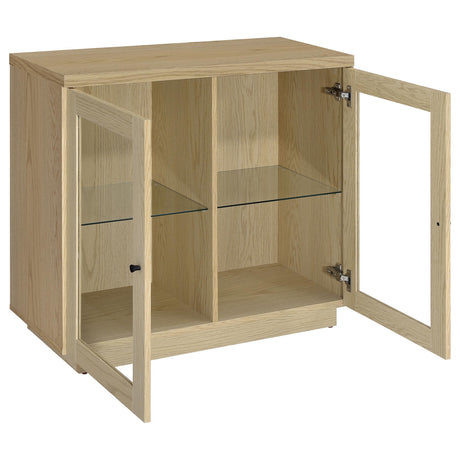Tilbury Light Oak 2-Door Glass Front Accent Display Cabinet from Coaster - Luna Furniture