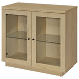 Tilbury Light Oak 2-Door Glass Front Accent Display Cabinet from Coaster - Luna Furniture