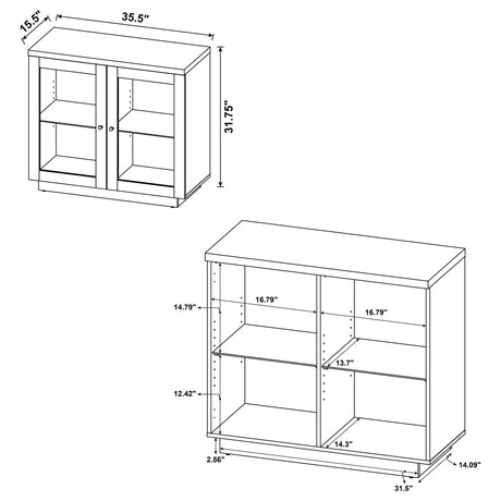 Tilbury Light Oak 2-Door Glass Front Accent Display Cabinet from Coaster - Luna Furniture