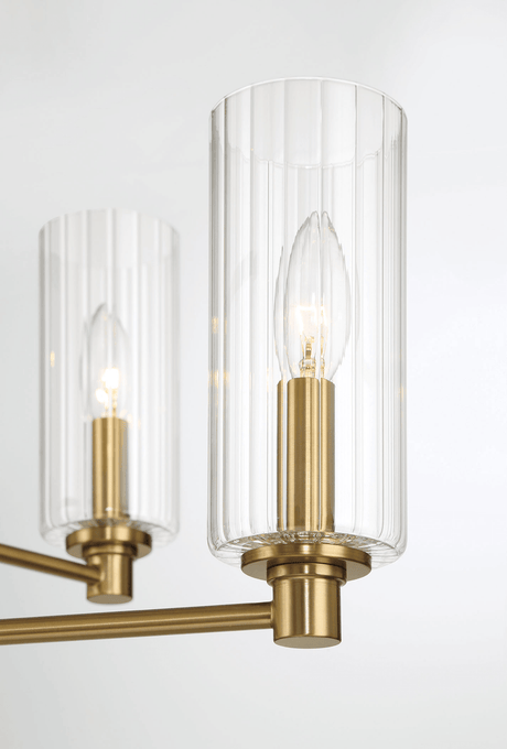 Timeless Six Lights Chandelier With Clear Ribbed Glass - Satin Brass from Midinmod - Luna Furniture