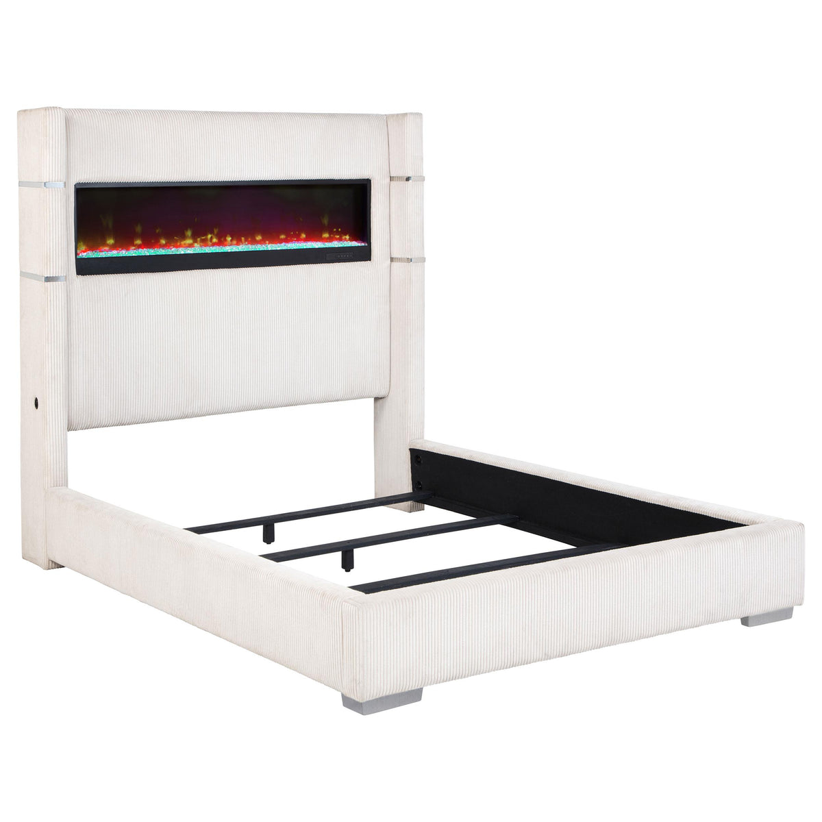 Tisdall Black 67-inch Upholstered Eastern King Fireplace Bed from Coaster - Luna Furniture