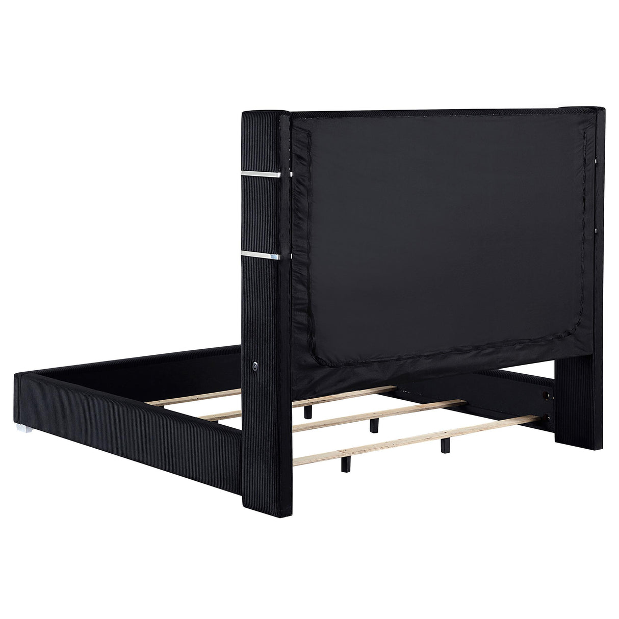 Tisdall Black 67-inch Upholstered Eastern King Fireplace Bed from Coaster - Luna Furniture