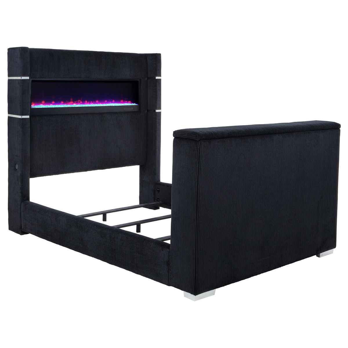 Tisdall Black California King Flame Visualizer TV Bed from Coaster - Luna Furniture