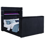 Tisdall Black Eastern King Flame Visualizer Wingback TV Bed from Coaster - Luna Furniture