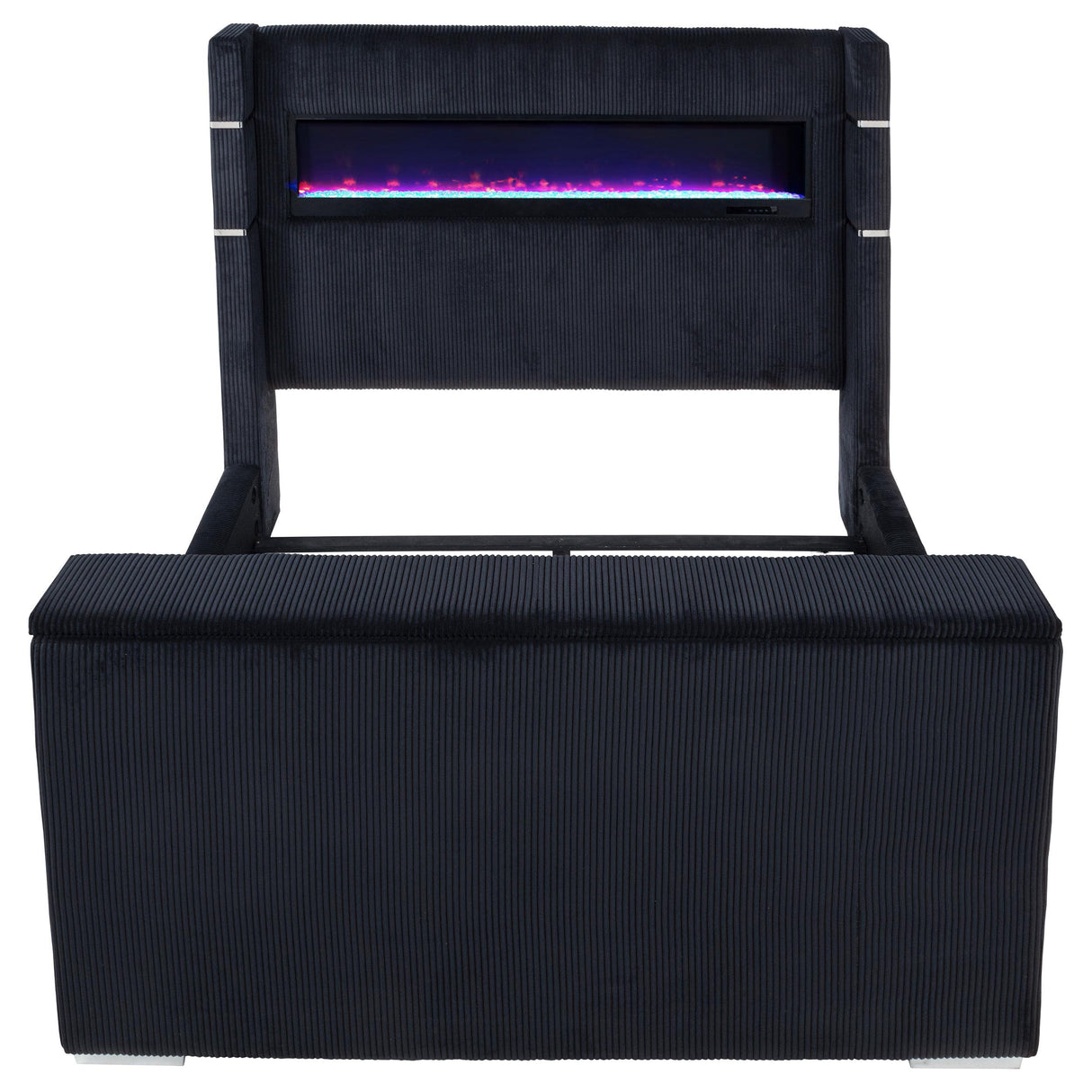 Tisdall Black Eastern King Flame Visualizer Wingback TV Bed from Coaster - Luna Furniture