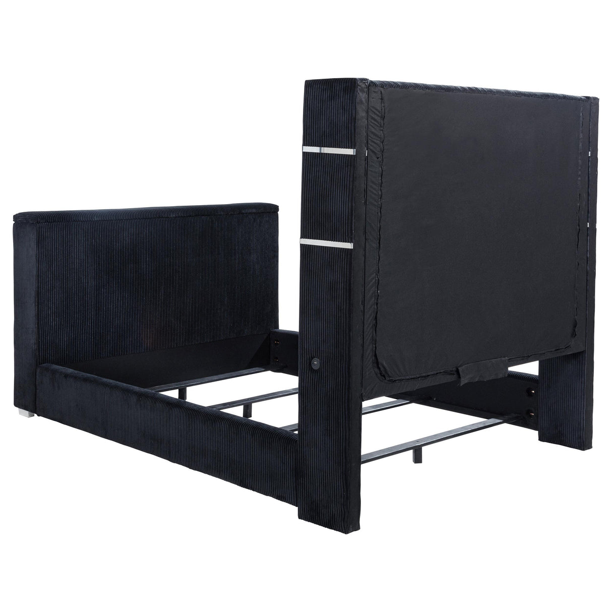 Tisdall Black Eastern King Flame Visualizer Wingback TV Bed from Coaster - Luna Furniture
