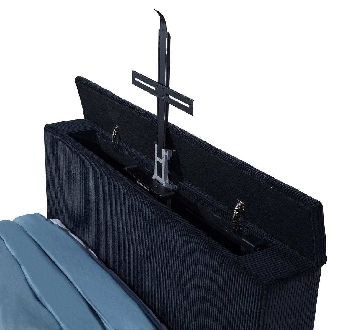 Tisdall Black Eastern King Flame Visualizer Wingback TV Bed from Coaster - Luna Furniture