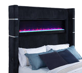 Tisdall Black Queen Flame Visualizer Wingback TV Bed from Coaster - Luna Furniture