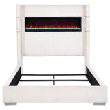 Tisdall Cream 67-inch Upholstered Cal King Fireplace Bed from Coaster - Luna Furniture