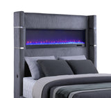 Tisdall Gray 67-inch Upholstered Eastern King Fireplace Bed from Coaster - Luna Furniture