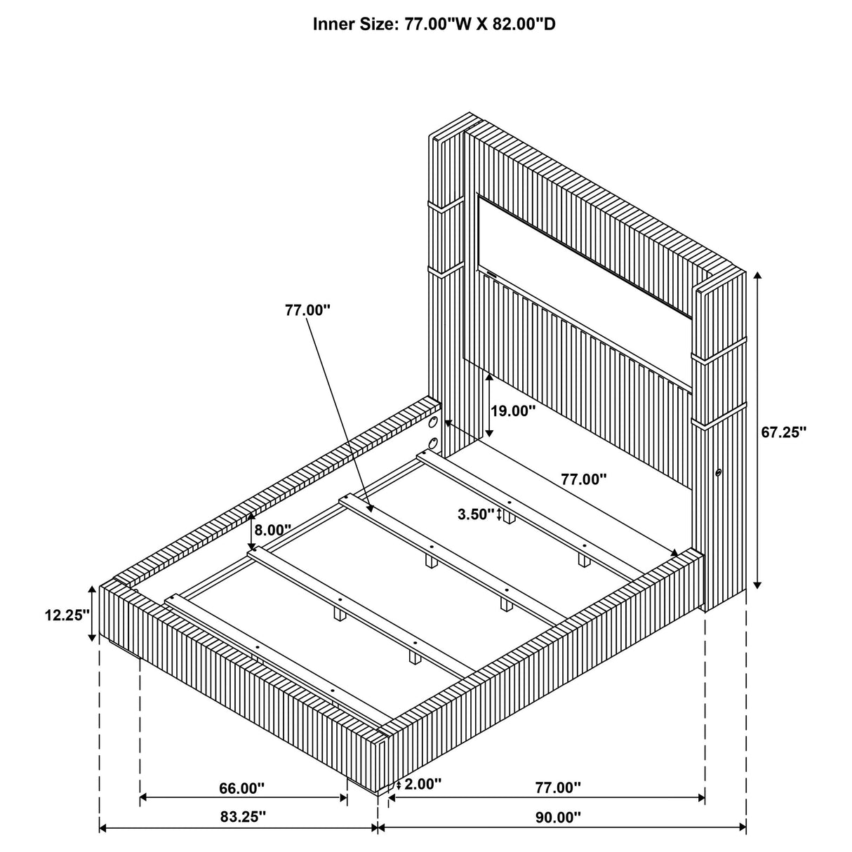 Tisdall Gray 67-inch Upholstered Eastern King Fireplace Bed from Coaster - Luna Furniture