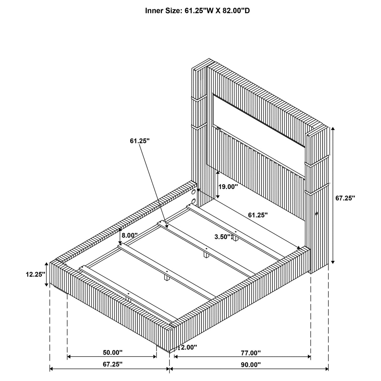 Tisdall Gray 67-inch Upholstered Queen Fireplace Bed from Coaster - Luna Furniture