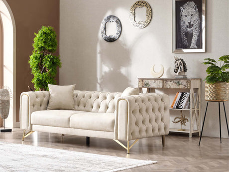 Tivoli Cream Convertible Loveseat from Furnia - Luna Furniture