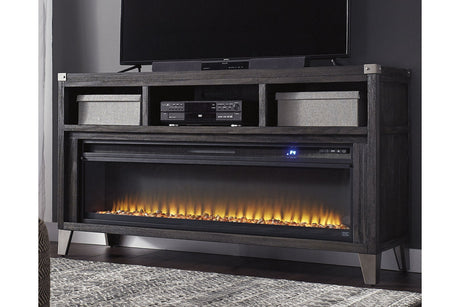 Todoe Gray 65" TV Stand with Electric Fireplace from Ashley - Luna Furniture
