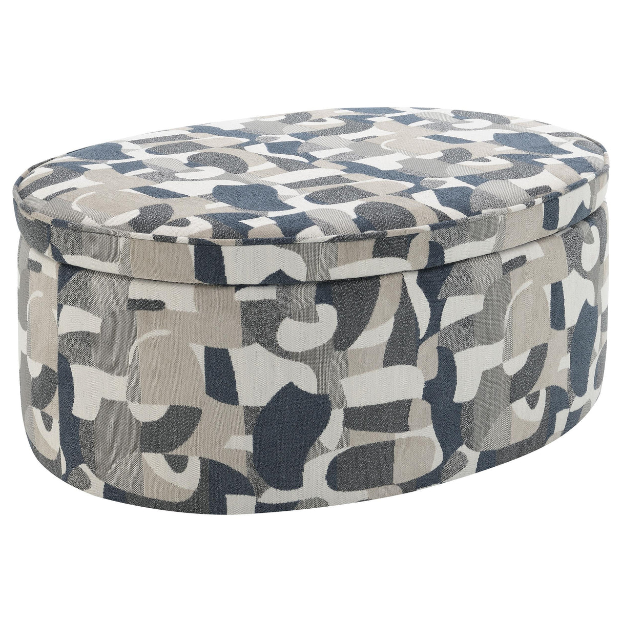 Tomkins Indigo Blue Oval Upholstered Storage Ottoman from Coaster - Luna Furniture