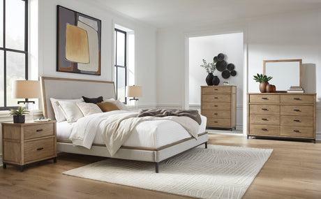 Tomtyn Light Brown King Upholstered Platform Bed from Ashley - Luna Furniture