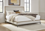Tomtyn Light Brown King Upholstered Platform Bed from Ashley - Luna Furniture