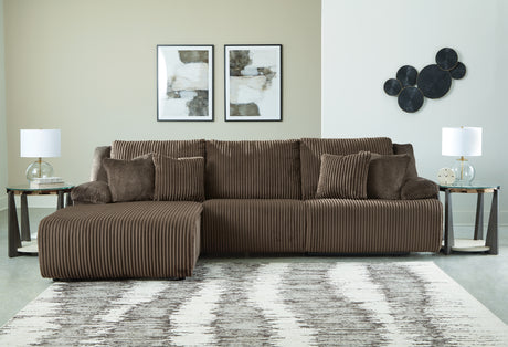 Top Tier Chocolate 3-Piece LAF Chaise Reclining Sectional from Ashley - Luna Furniture