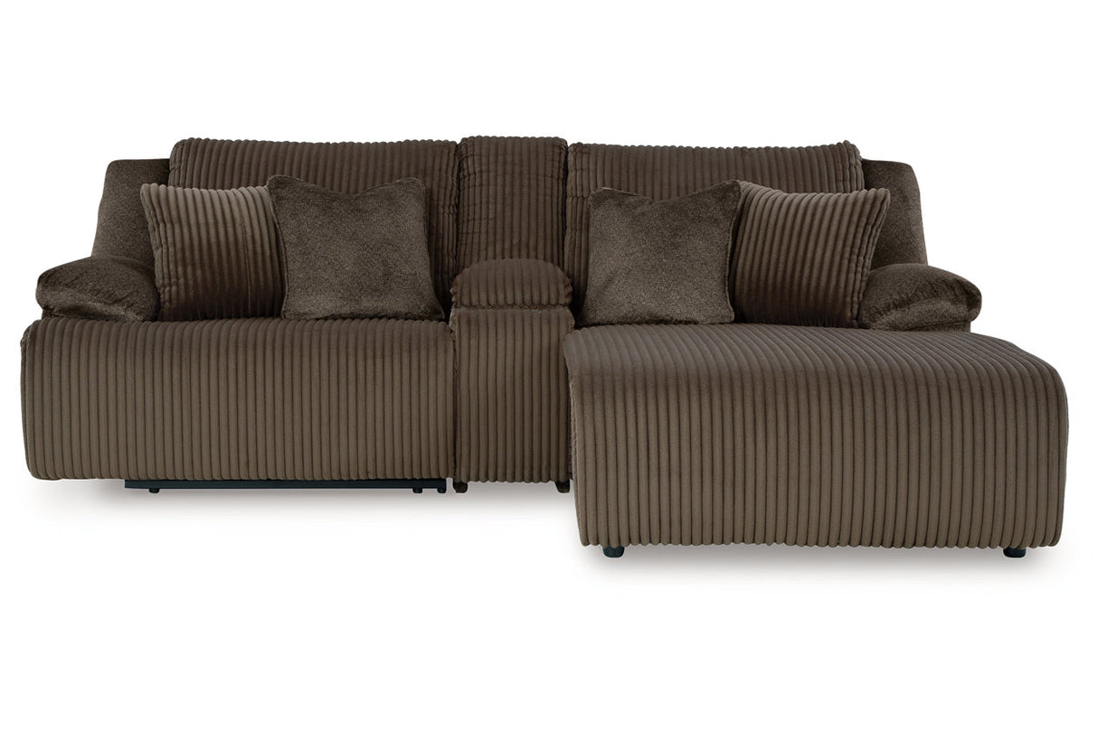 Top Tier Chocolate 3-Piece RAF Chaise Reclining Sectional from Ashley - Luna Furniture