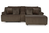 Top Tier Chocolate 3-Piece RAF Chaise Reclining Sectional from Ashley - Luna Furniture