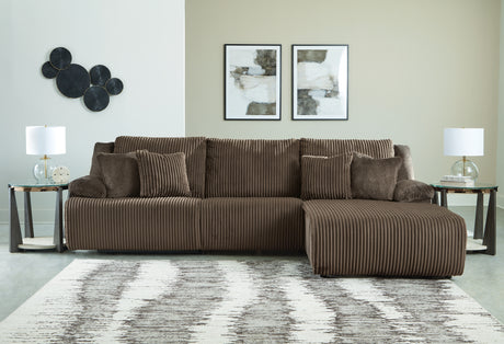 Top Tier Chocolate 3-Piece RAF Chaise Reclining Sectional from Ashley - Luna Furniture