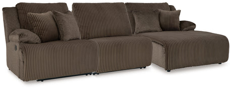 Top Tier Chocolate 3-Piece RAF Chaise Reclining Sectional from Ashley - Luna Furniture