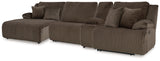 Top Tier Chocolate 4-Piece LAF Chaise Reclining Sectional from Ashley - Luna Furniture