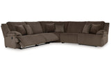 Top Tier Chocolate 5-Piece Reclining Sectional from Ashley - Luna Furniture