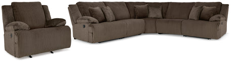 Top Tier Chocolate 5-Piece Sectional with Recliner from Ashley - Luna Furniture