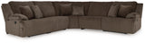 Top Tier Chocolate 5-Piece Sectional with Recliner from Ashley - Luna Furniture
