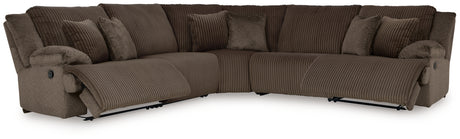 Top Tier Chocolate 5-Piece Sectional with Recliner from Ashley - Luna Furniture