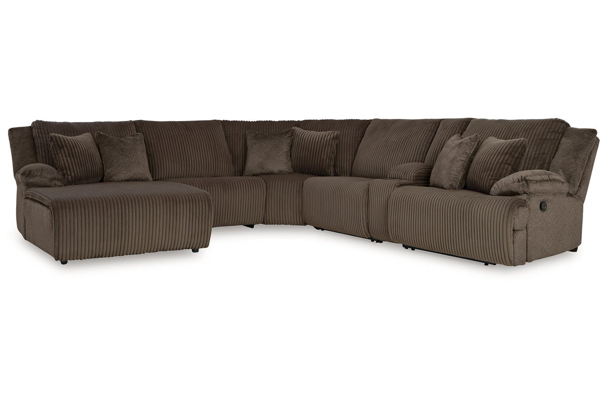 Top Tier Chocolate 6-Piece LAF Chaise Reclining Sectional from Ashley - Luna Furniture