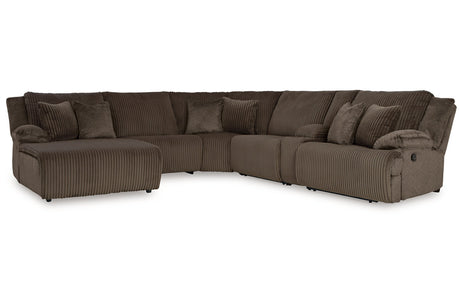 Top Tier Chocolate 6-Piece LAF Chaise Reclining Sectional from Ashley - Luna Furniture