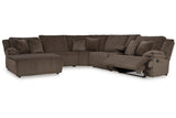 Top Tier Chocolate 6-Piece LAF Chaise Reclining Sectional from Ashley - Luna Furniture