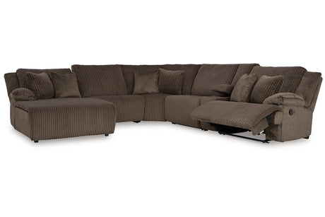 Top Tier Chocolate 6-Piece LAF Chaise Reclining Sectional from Ashley - Luna Furniture