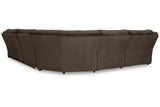 Top Tier Chocolate 6-Piece LAF Chaise Reclining Sectional from Ashley - Luna Furniture