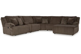 Top Tier Chocolate 6-Piece RAF Chaise Reclining Sectional from Ashley - Luna Furniture