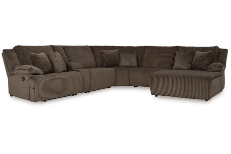 Top Tier Chocolate 6-Piece RAF Chaise Reclining Sectional from Ashley - Luna Furniture