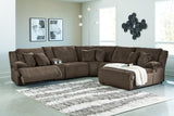Top Tier Chocolate 6-Piece RAF Chaise Reclining Sectional from Ashley - Luna Furniture