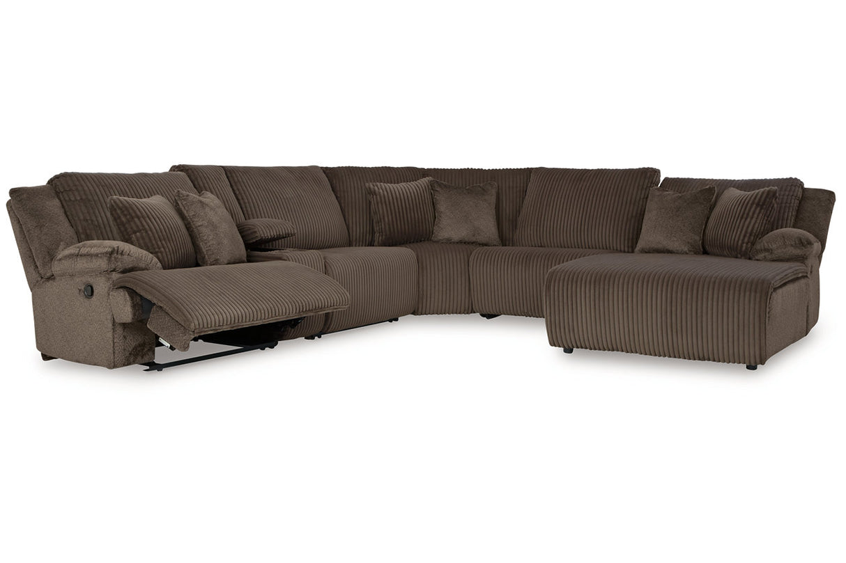 Top Tier Chocolate 6-Piece RAF Chaise Reclining Sectional from Ashley - Luna Furniture