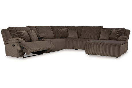 Top Tier Chocolate 6-Piece RAF Chaise Reclining Sectional from Ashley - Luna Furniture
