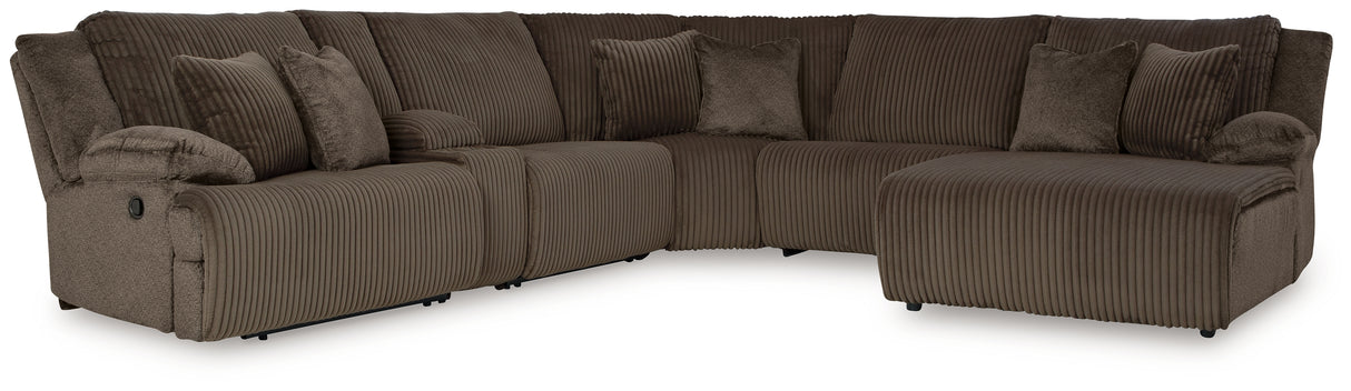 Top Tier Chocolate 6-Piece Sectional with Recliner from Ashley - Luna Furniture