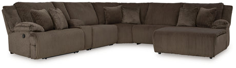 Top Tier Chocolate 6-Piece Sectional with Recliner from Ashley - Luna Furniture
