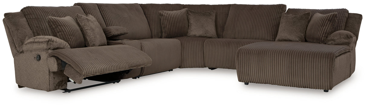 Top Tier Chocolate 6-Piece Sectional with Recliner from Ashley - Luna Furniture