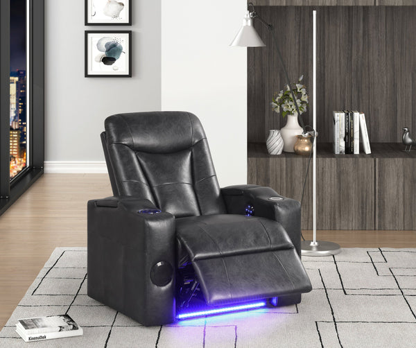 Topgun Black Power Recliner with Bluetooth Speaker and Led Light