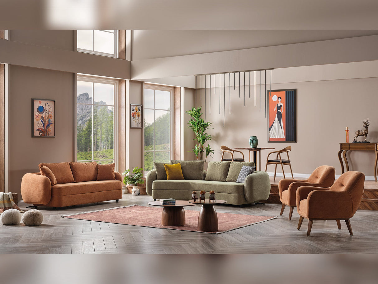 Toscana Stationary 3 Seater Sofa in Orange from Furnia - Luna Furniture