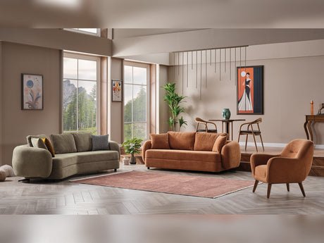 Toscana Stationary 3 Seater Sofa in Orange from Furnia - Luna Furniture