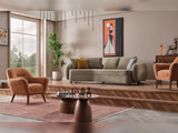 Toscana 4-pieces (4 Seater Sofa & 3 Seater Sofa & 2 Chair) Livingroom Set Orange - Green in Orange-Green from Furnia - Luna Furniture