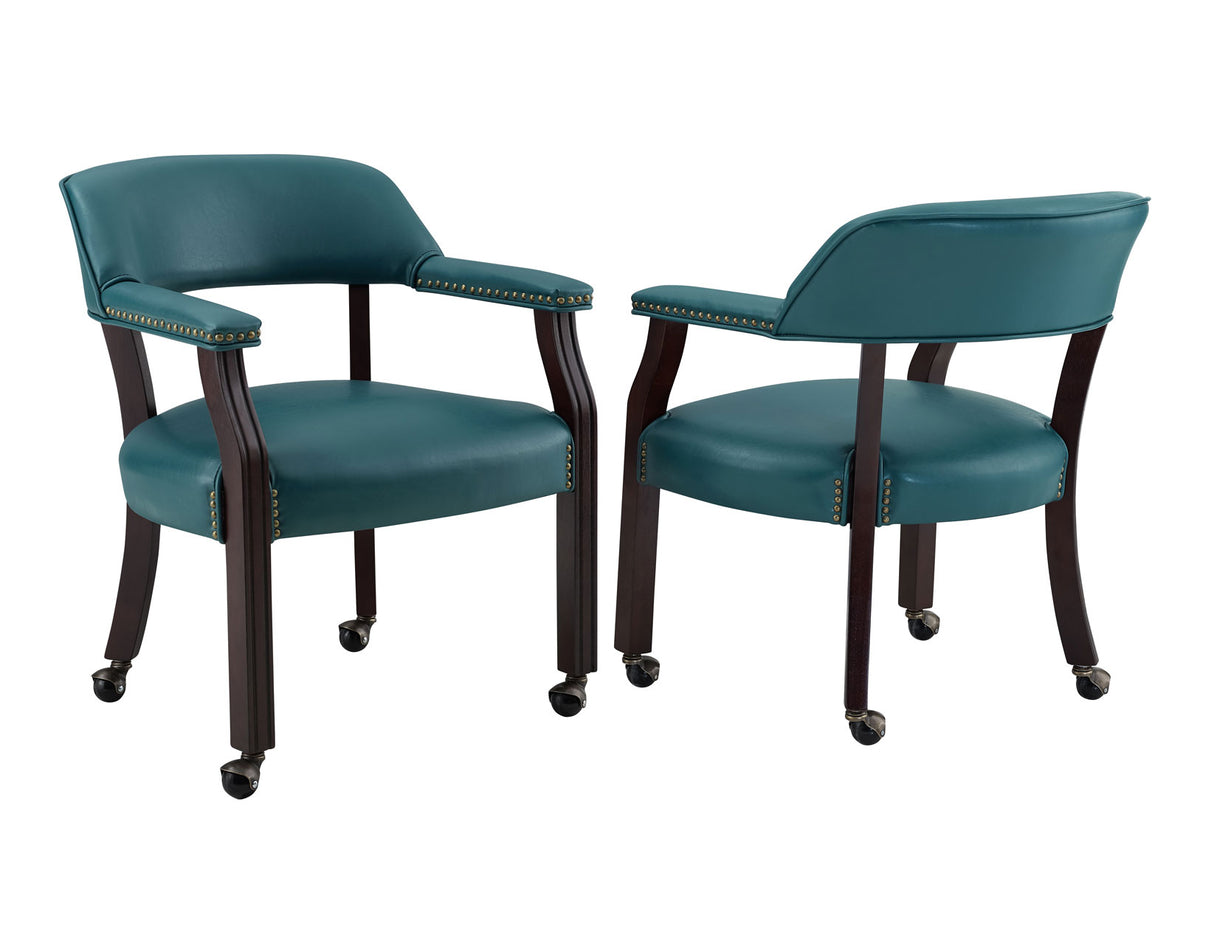 Tournament Arm Chair w/Casters, Teal, Set of 2 from Steve Silver - Luna Furniture